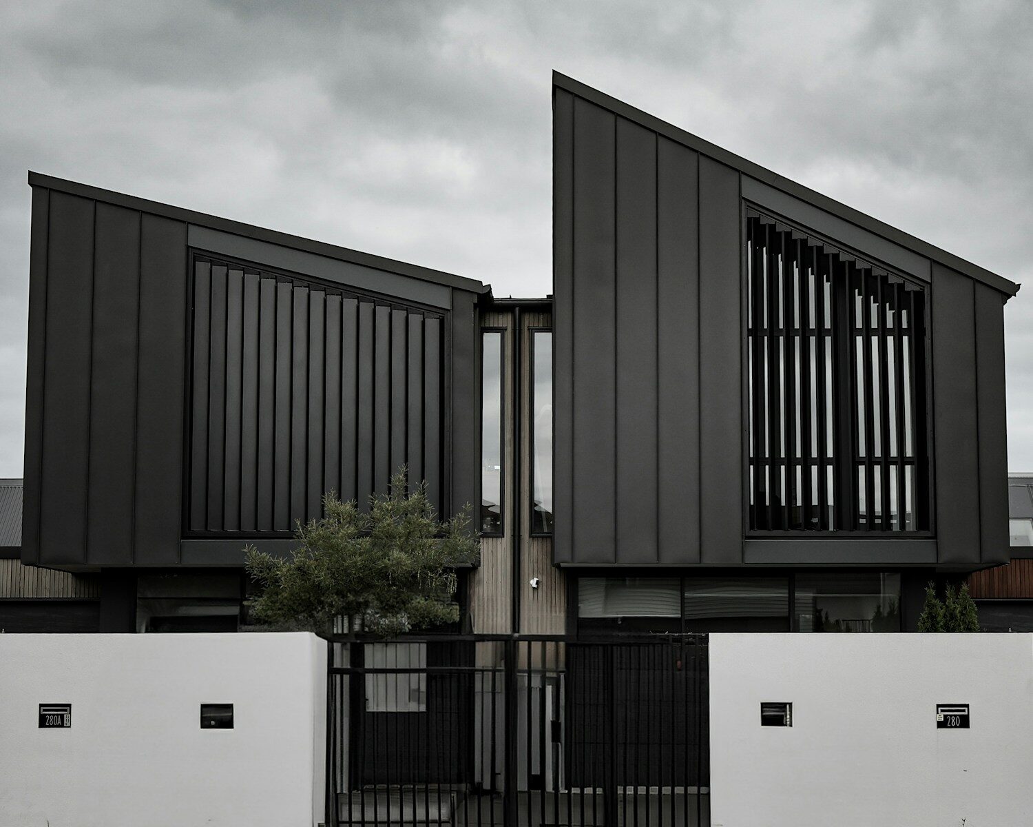 A black and white photo of a house